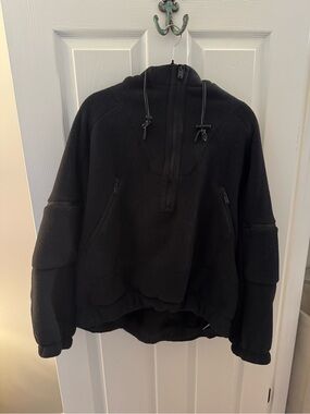 FP Movement by Free People Black Half-Zip Fleece Pullover Hoodie